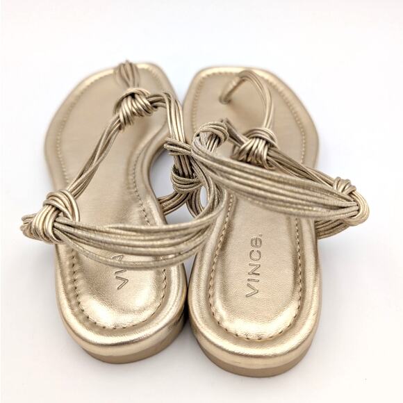 Vince Deja Slip On Slingback Thong Sandals Metallic Gold Size US6.5M EU36.5 - Picture 5 of 11
